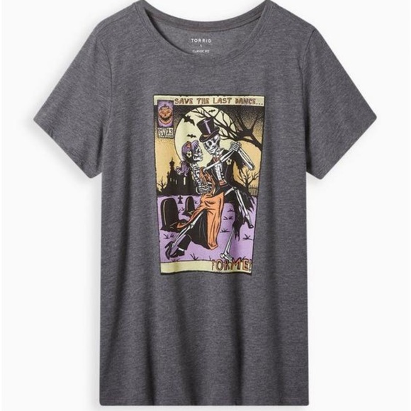 Torrid Save The Last Dance Everyday Signature Jersey Crew Neck Tee Skeletons - Picture 1 of 5